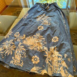 Chic A-Line Skirt in Blue and Cream